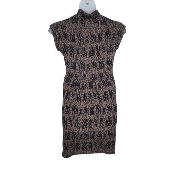 NEW Banana Republic animal print wool blend cowl‎ neck dress S - Picture 3 of 12